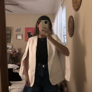 Zara white cape blazer size small